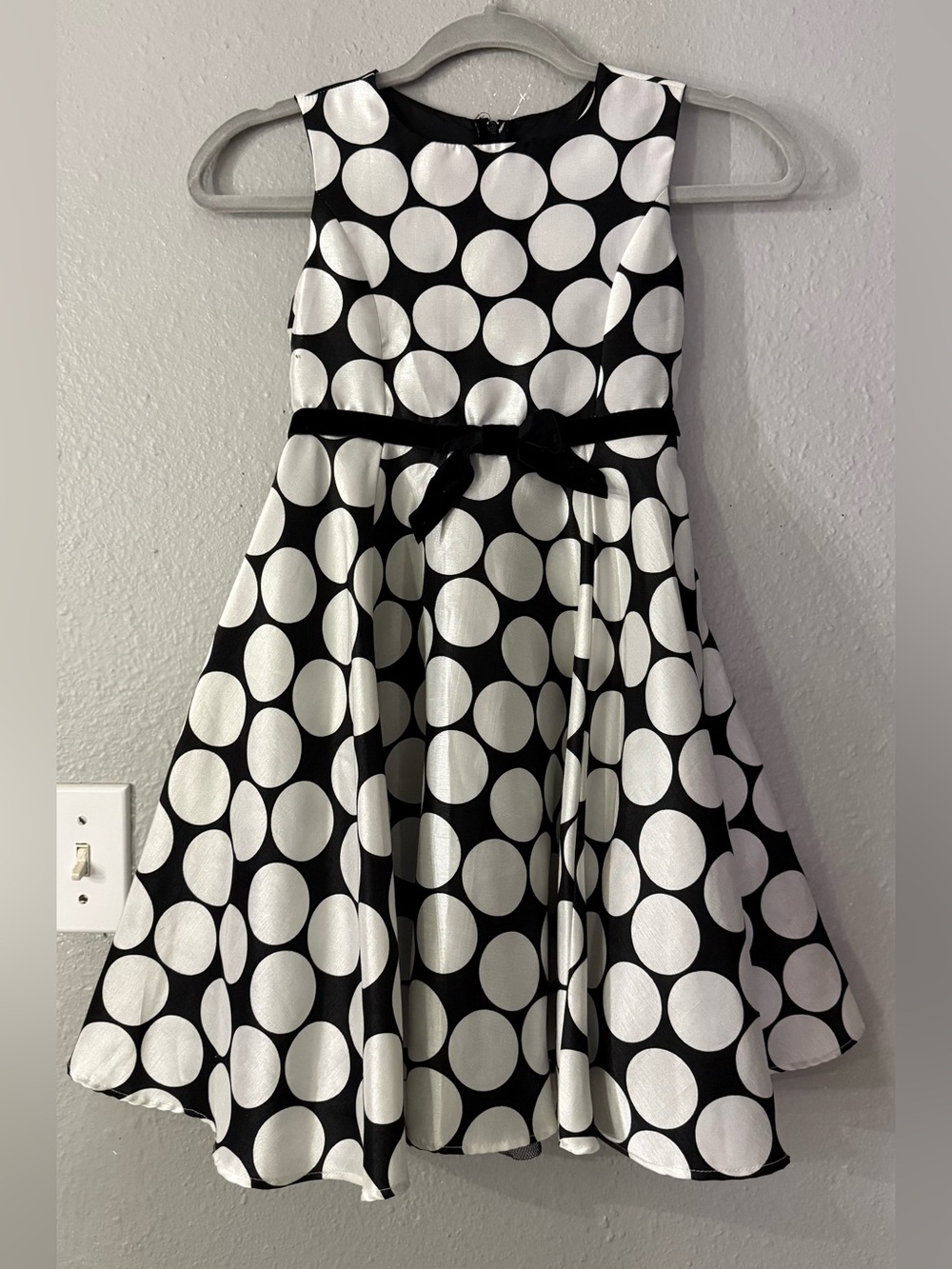 Classic Black & White Polka Dot Party Dress for Girls
